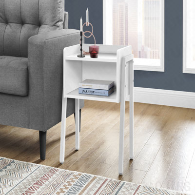 Table de bout moderne en stratifié blanc et métal blanc