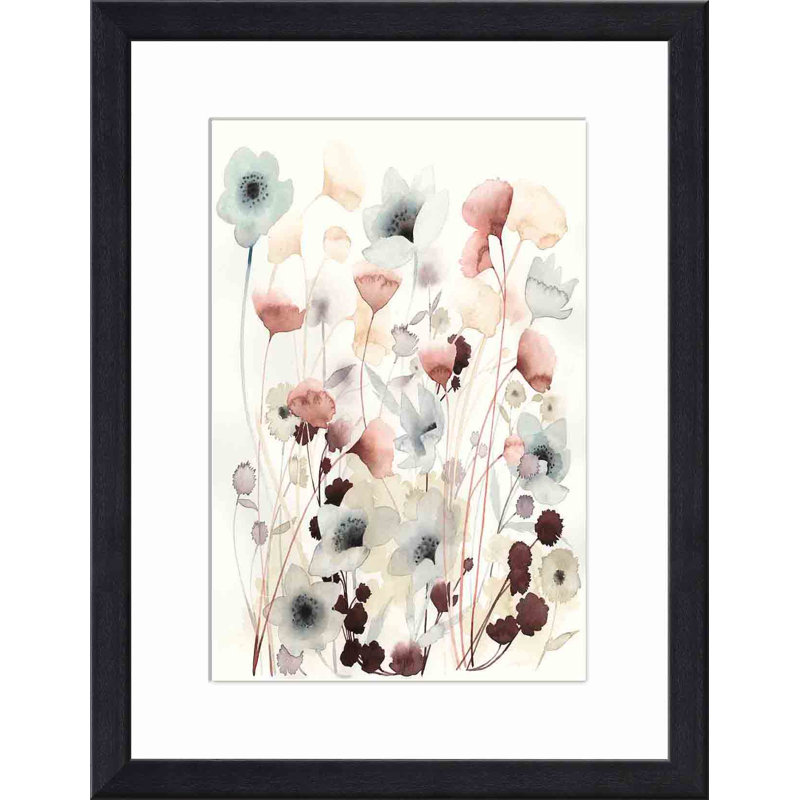 «Nc Bespoken Blossoms I» par Grace Popp - peinture encadrée, H 30 po x l 30 po, Noir
