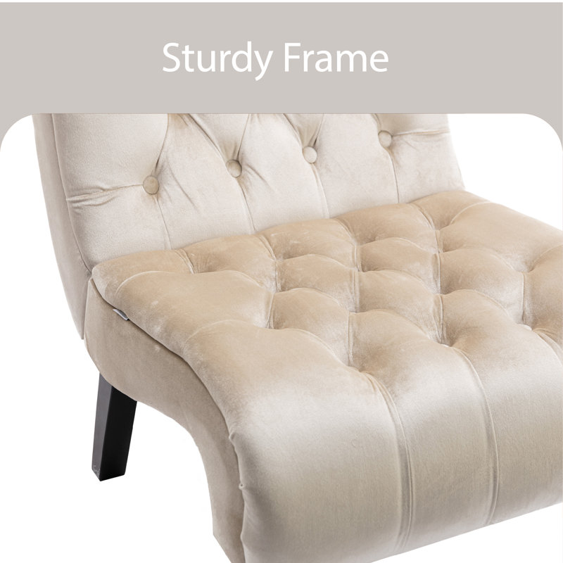 Guendalina Velvet Accent Chair, Beige Velvet