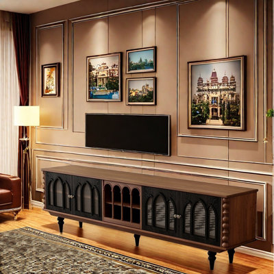 European style retro solid wood TV stand