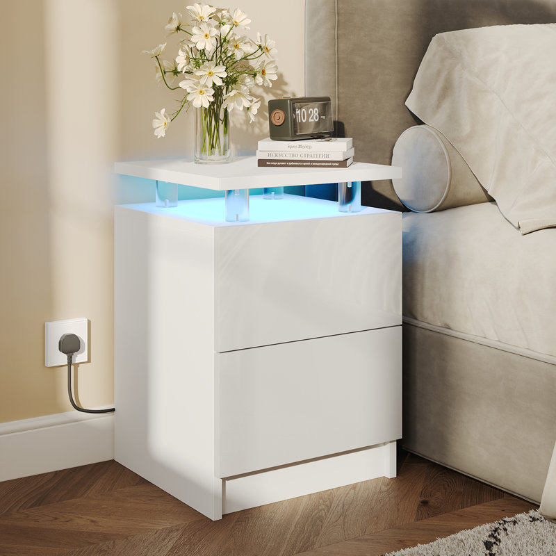 38cm W Acrylic Bedside Table, White