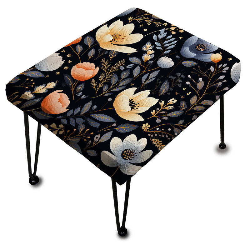 Mystique jaune et noir Aura Floral Gardens - Repose-pieds rectangulaire floral