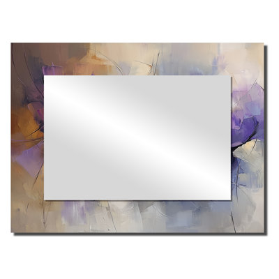Velvet Wreath Of Lavender Abstract Painting I - Floral Mirror For Wall Art Decor - Printed On Metal