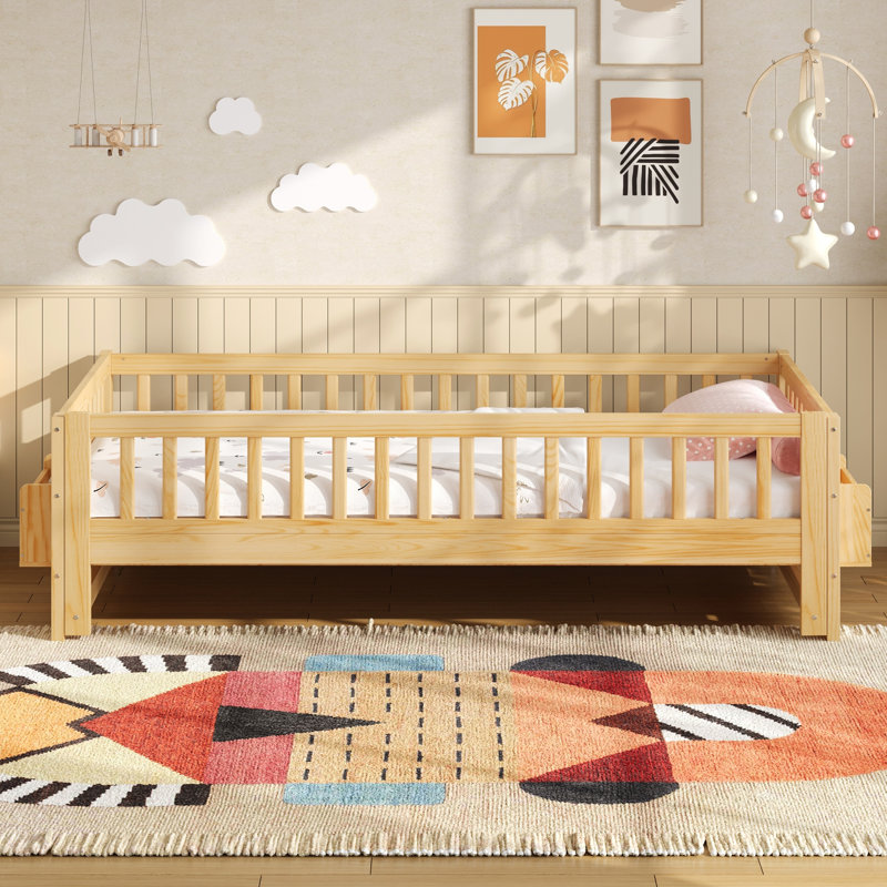 Ensemble de lit de jour en bois extensible Guardhaven, Naturel