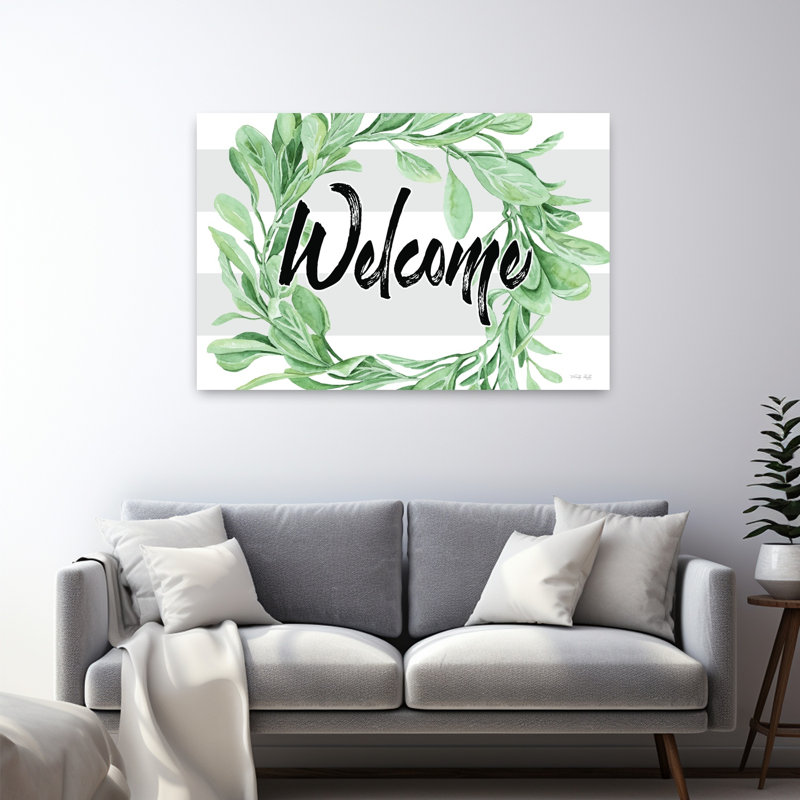 Welcome Leaves Wreath, art contemporain, H 32 po x l 48 po