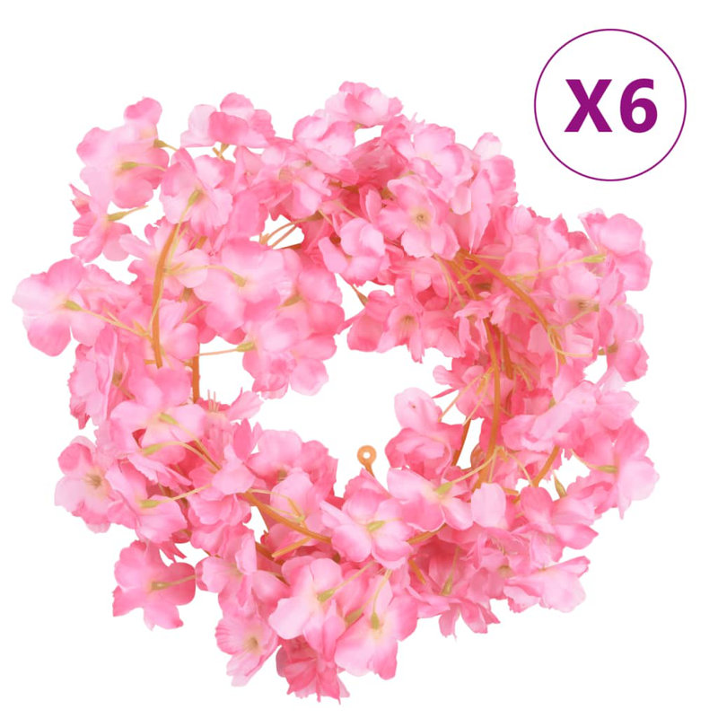  Flower Garlands 6 pcs 180 cm, Dark Pink