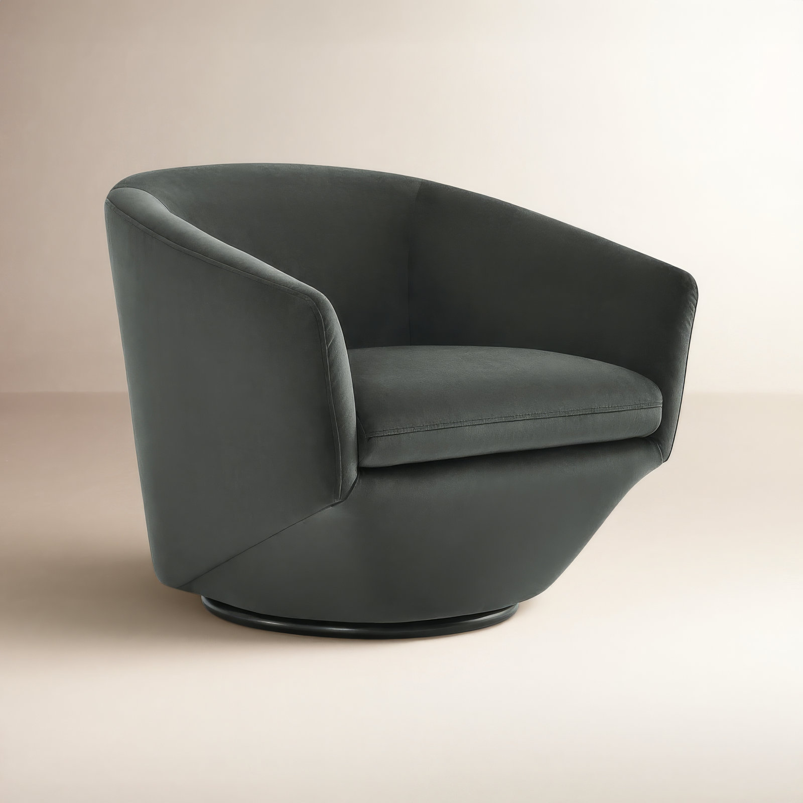 Brayden Studio® Elexi Swivel Barrel Chair, Dark Grey Performance Velvet