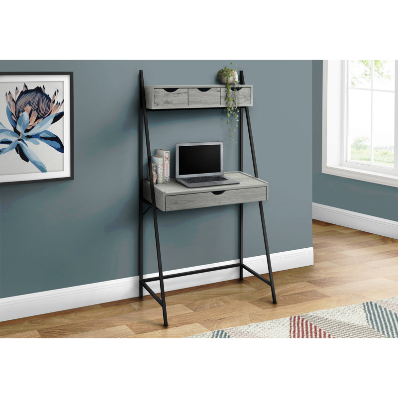 Bureau d'ordinateur, bureau personnel, ordinateur portable, incliné, tiroirs de rangement, L 32 po, travail, stratifié, métal, contemporain, moderne