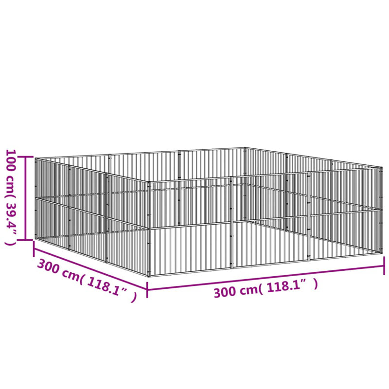 Veasley 100cm H Galvanised Steel Exercise Pen
