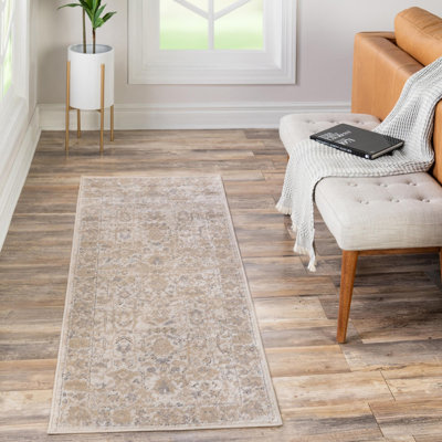 Tapis de couloir traditionnel Geddis couleur caramel
