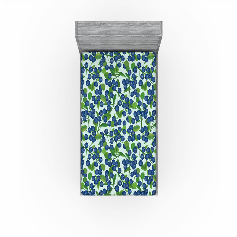 Drap-housse Ambesonne, Drap-housse de taille simple, Lavande foncé, vert fougère / floral