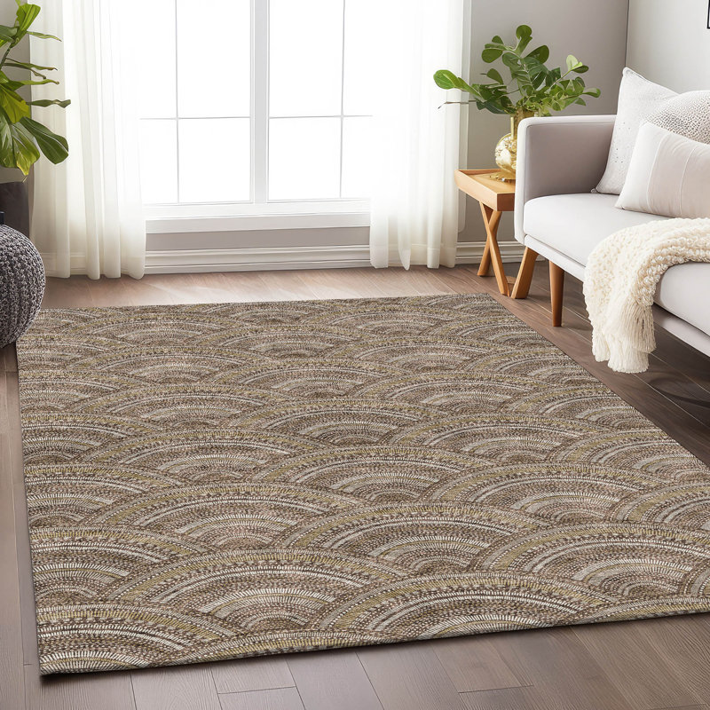 Tapis brun lavable à la machine de qualité supérieure Prisco, Rectangle 10 pi x 14 pi
