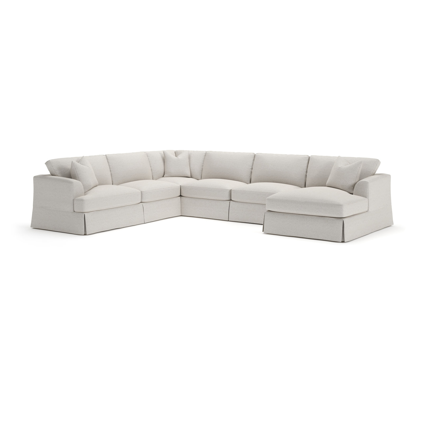 Lucia Upholstered Chaise U-Sectional, Right Hand Facing, Macarena Light Gray Canvas