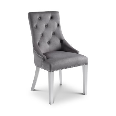 Shila 48.5 cm H Tufted Upholstered Velvet Armchair in Grey