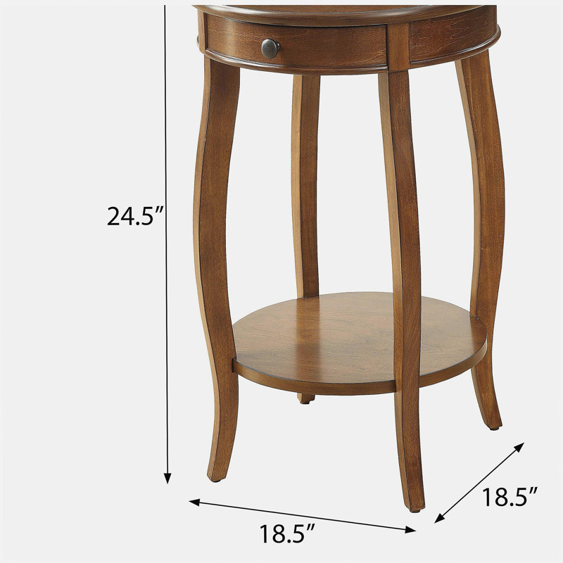 Une table d'appoint en bois de noyer avec un tiroir., Noyer