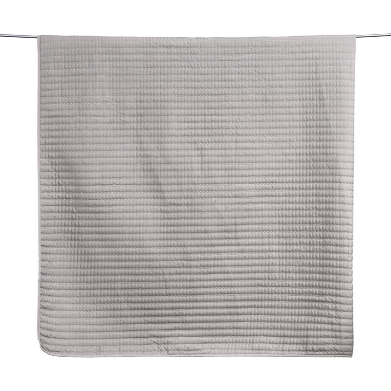 Light Gray Twin Microfiber Channel Stitch Quilt Set