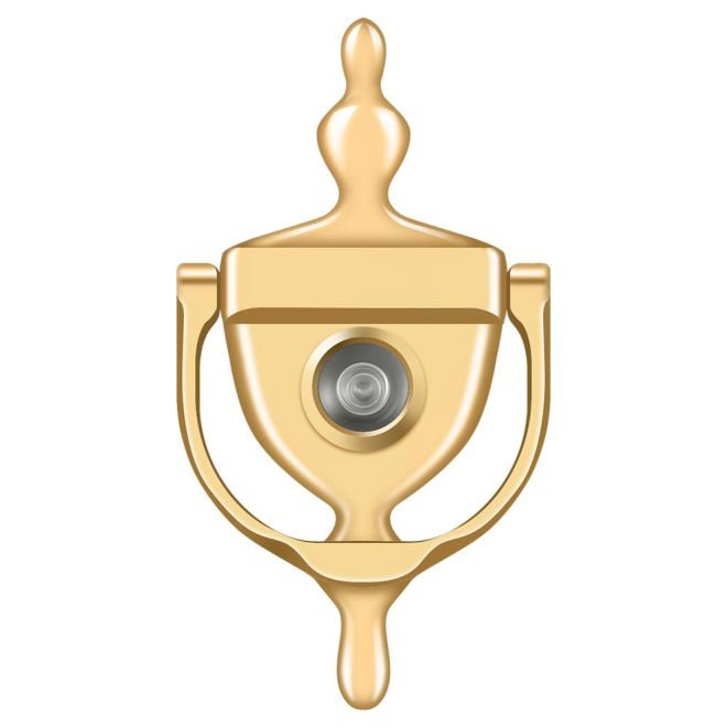 Door Knocker with Viewer, PVD Polished Brass