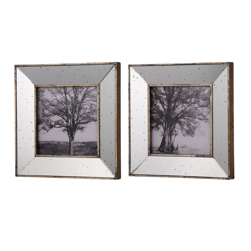 Cadres photo 15 x 15 po argentés réfléchissants, design rétro, S / 2: miroitant pour art et objets exposés Cadres S / 2: mouchetures, étalages