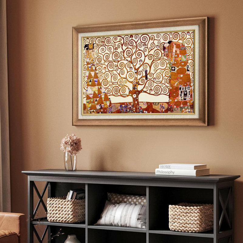 «Famous Artwork Tree of Life» par Gustav Klimt, reproduction d'art sur papier, Pas de tapis, Encadré naturel