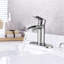 Robinet de lavabo de salle de bain en nickel brossé - poignée simple moderne avec plaque de pont et trop-plein pour salle de bain-127300893