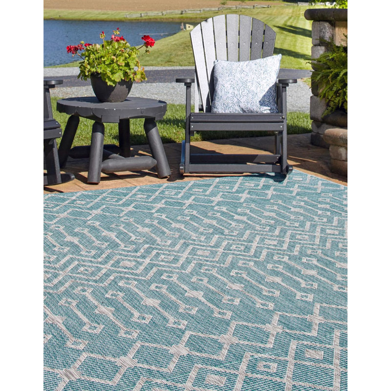 Outdoor Preen Area Rug Blue Green Color, Rectangle 10' x 14'