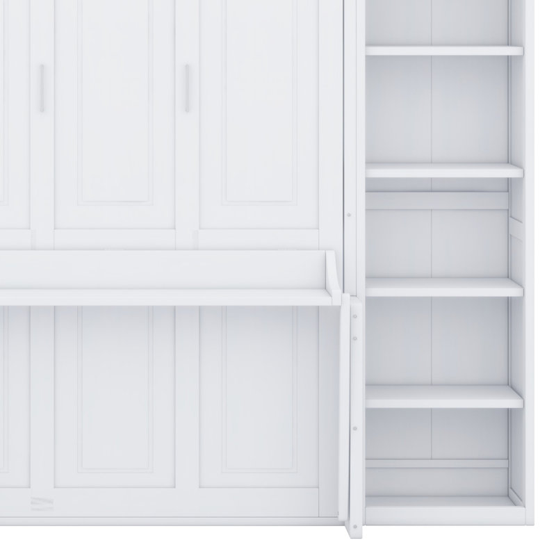 Lit escamotable avec bureau et bibliothèque Murphy, Lit double 