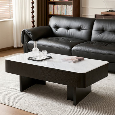 Rectangular microcrystalline stone coffee table