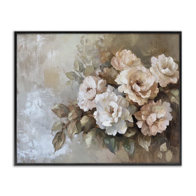 «Pastel Budding Blooms», art de la giclée encadrée par Petal Prints Design, H 11 po x l 14 po, Giclée encadrée noir minuit