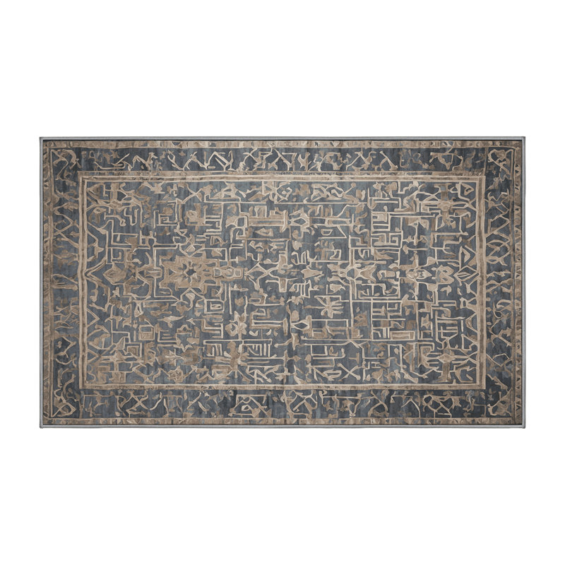Tapis gris soyeux et moelleux, Rectangle 6 pi x 9 pi