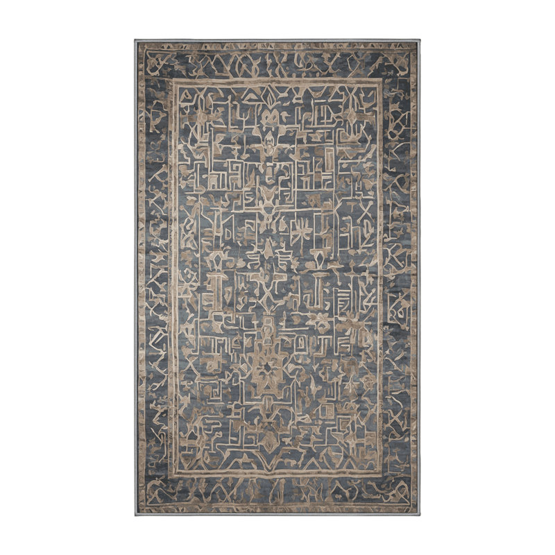 Tapis gris soyeux et moelleux, Rectangle 7 pi x 9 pi