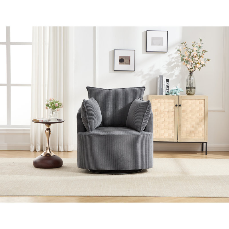 Chaise pivotante rembourrée en velours côtelé, Velours côtelé gris
