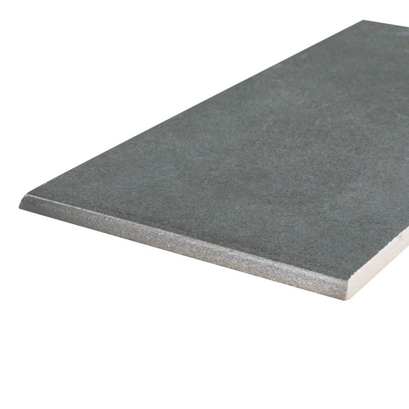 Twenties 8" x 4" Matte Ceramic Bullnose Tile Trim in Dark Gray