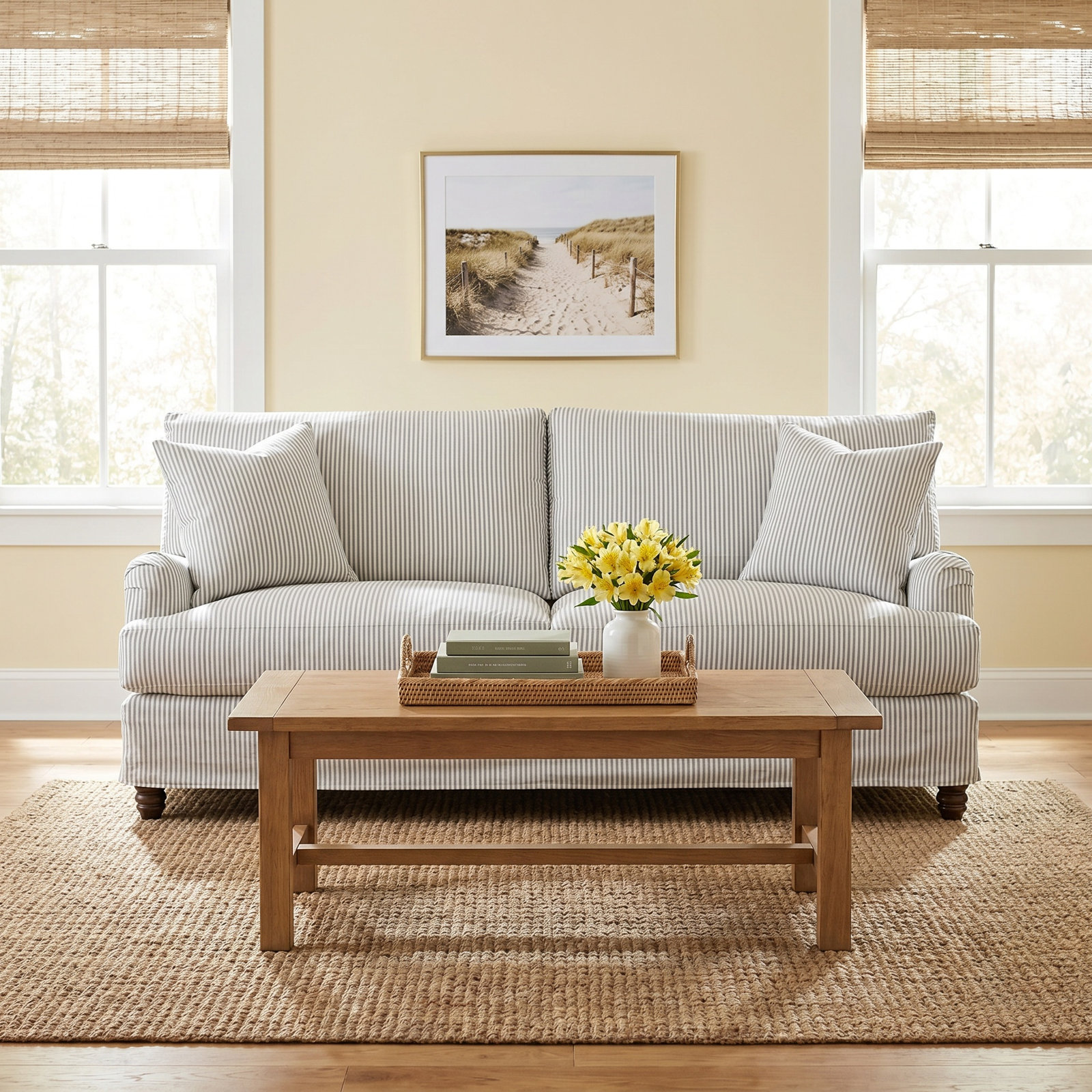 Walters Slipcovered Sofa, Lena Sand Performance Linen Blend