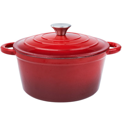 Faitout en fonte émaillée avec couvercle, cocotte en fonte à deux poignées pour la cuisson du pain, la cuisson, batterie de cuisine antiadhésive recouverte d'émail