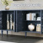 Buffet 63 "rétro sculpté avec tablettes réglables et pieds en bois massif, bleu-1052788250