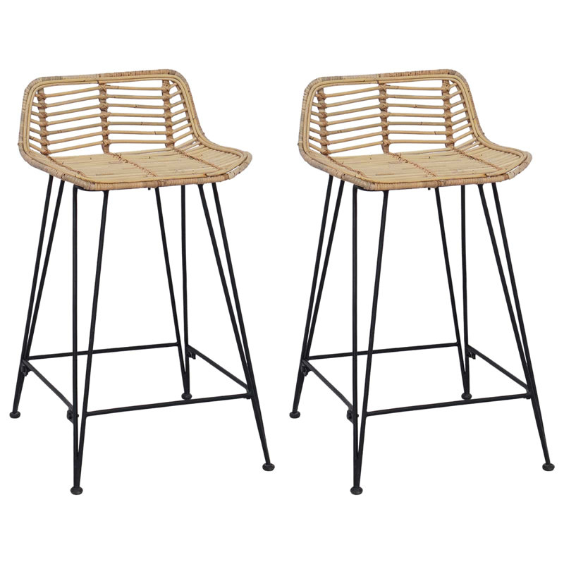 Counter Stool with Metal Frame, Natural