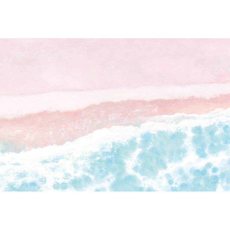 «Sky Seaview I No Umbrellas Pink» par James Wiens - peinture sur toile tendue, H 24 po x l 36 po