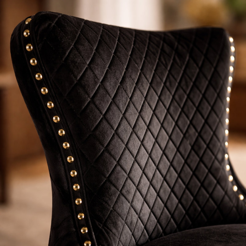 Upholstered Full Back Dining Chair, Black