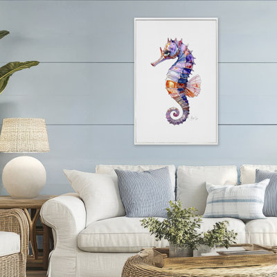 Sea Whisper Seahorse Framed Giclee, design by Shelly Craig