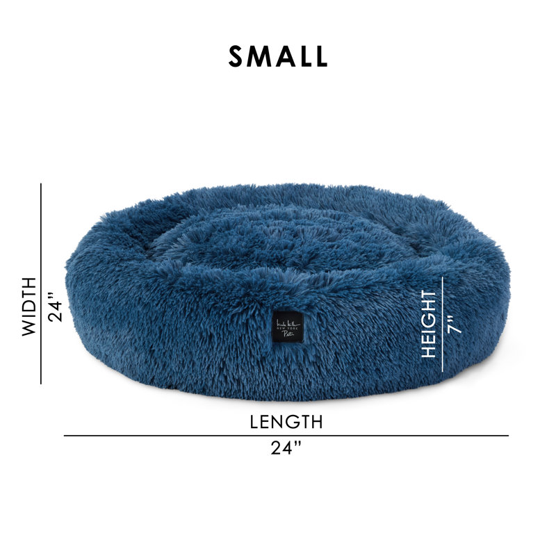 NICOLE MILLER New York Pet Ellie Fuzzy Solid Donut, Bleu, H 7 po x l 5,5 po x P 24 po