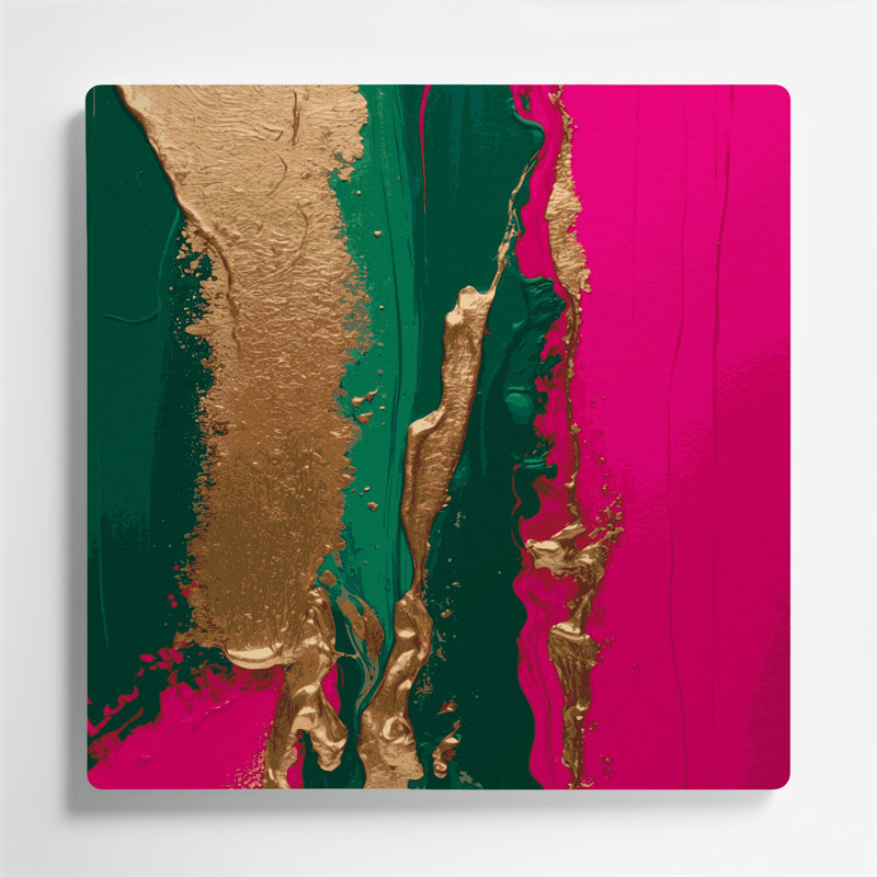 Art mural abstrait en métal sur fond rouge 47, H 12 po x l 12 po