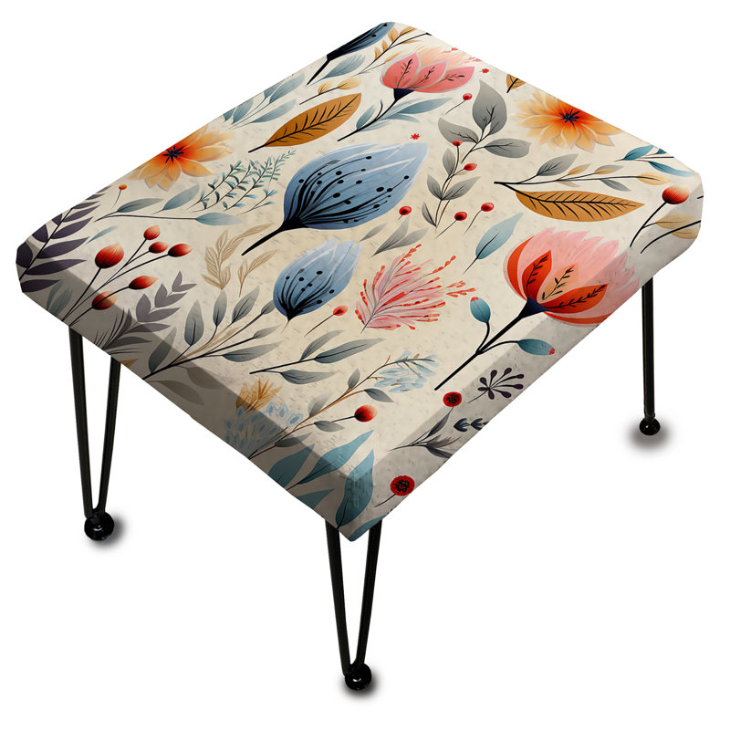 Soft Pastels Flower Accents - Boho Rectangle Ottoman