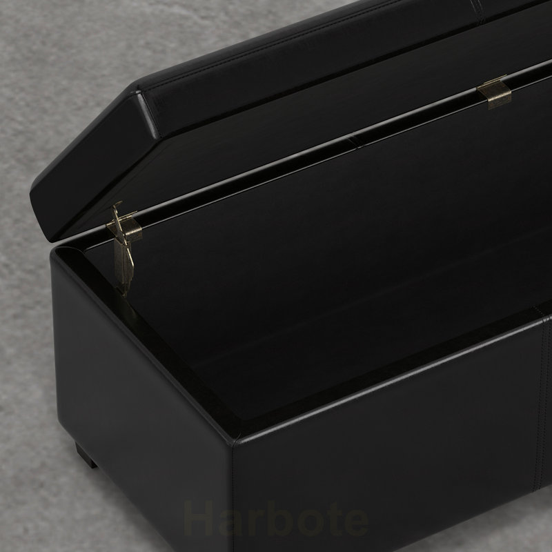 Très grand banc repose-pieds avec rangement, Noir