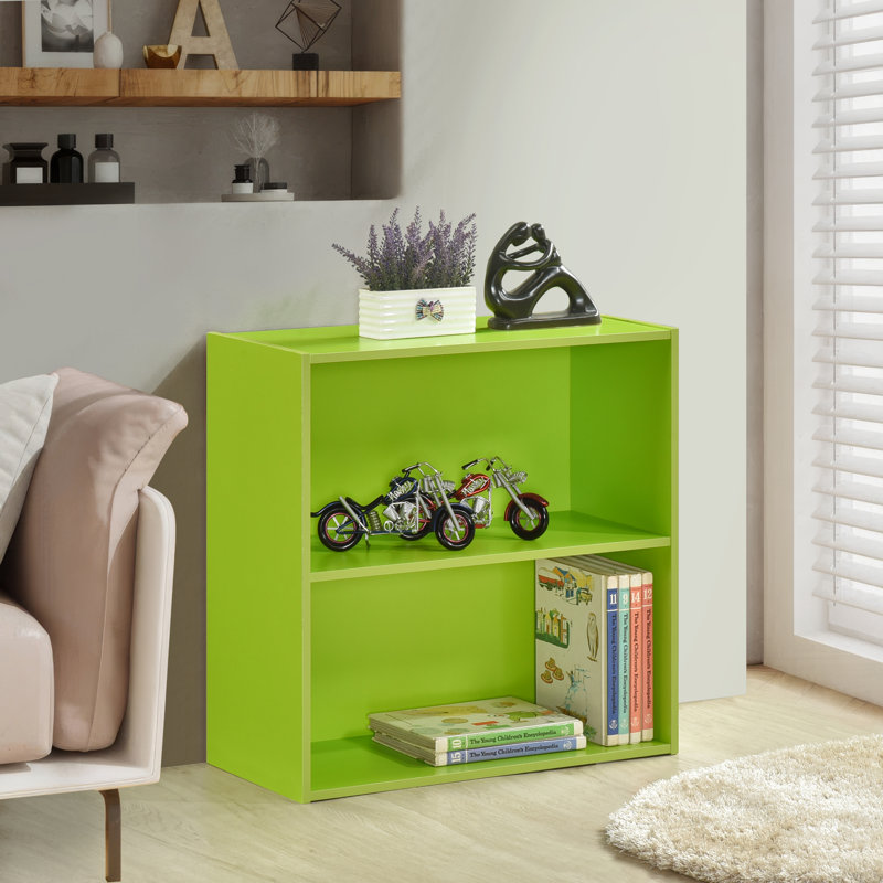 2-Tier Bookcase Storage Organizer, Wooden Open Storage Shelf for Bedroom, Nursery, Kids Room, Living Room, or Home Office - Green