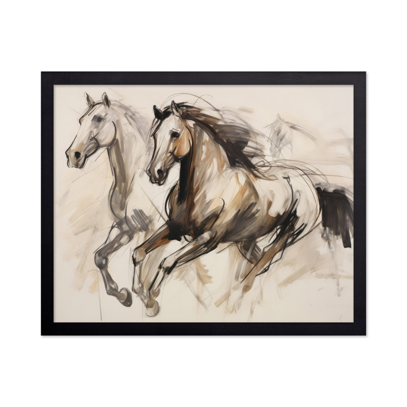 Croquis de chevaux qui courent, Black Framed, Poster, 24"H x 32"W