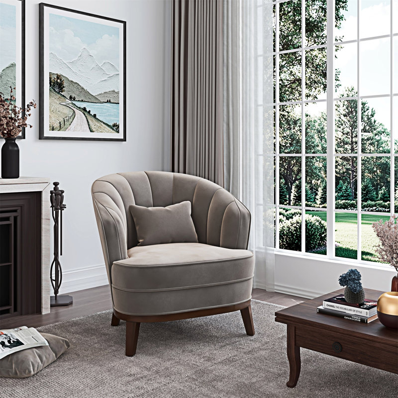 Chaise d'appoint rembourrée demi-tonneau, Gris