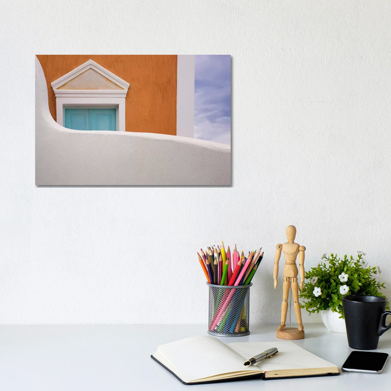 Greece, Thira. House Exterior. 1 Piece Wrapped Canvas Wall Art, 20.32cm H x 30.48cm W x 1.905cm D