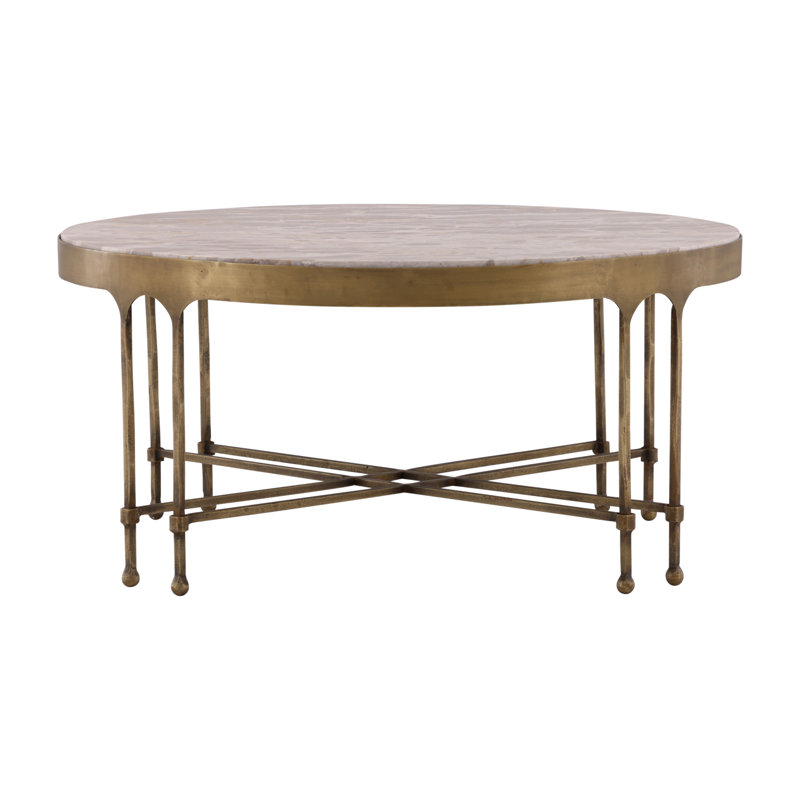 Furniture Classics Shirley Gold Iron Marble Inlay Coffee Table