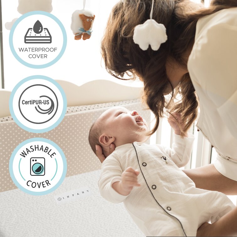 Modera Organic Cotton Dual-Sided Crib Mattress 2-Stage Premium Memory Foam CertiPUR-US Hypoallergenic Baby Mattress, Firm Support for