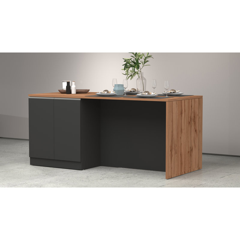 Sadrac Wood Kitchen Island, Anthracite Grey/Oak
